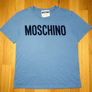 Moschino Light Blue Black Spellout Tshirt 🔥